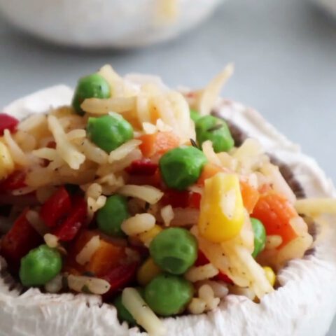 Stuffed mushrooms with Mexican rice mix
