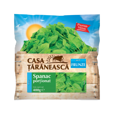 Spinach leaves in portions