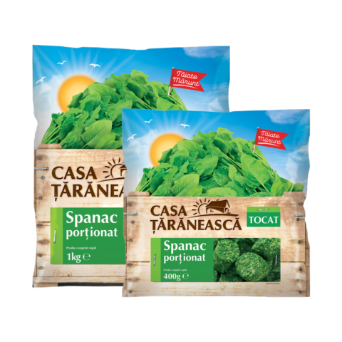 Fine chopped spinach leaves in portions